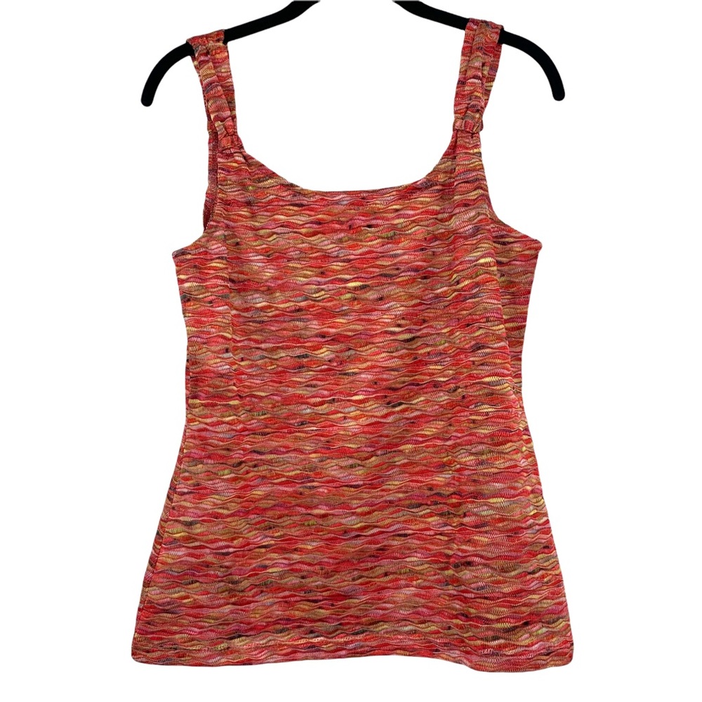 Tribal Colorful Sheer Knotted Shoulder Tank Top Medium